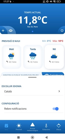 Activa les teves alertes per rebre notificacions en temps real sobre avisos meteorològics i canvis en la previsió. No et perdis cap advertència que pugui afectar les teves activitats.